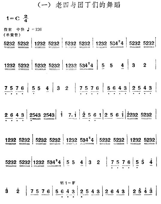 老四与团丁们的舞蹈（舞剧《红色娘子军》音乐选段）简谱