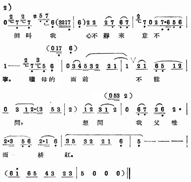 评剧《茶瓶记》选段一简谱