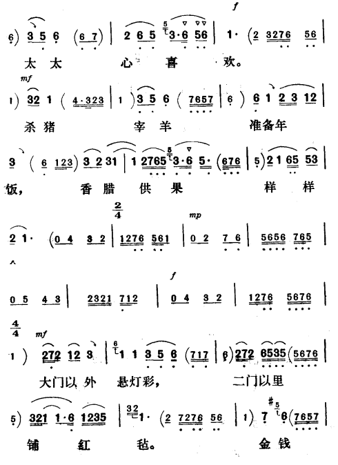 评剧《祥林嫂》选段一简谱