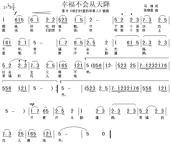 幸福不会从天降（《我们村里的年轻人》插曲）