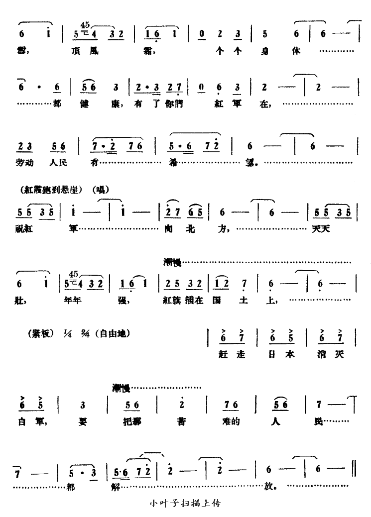 祝红军（电影《红霞》插曲）简谱