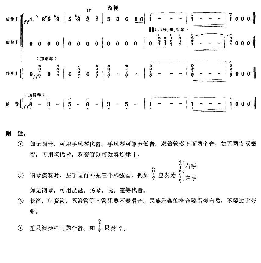 片头和片尾（电影《青松岭》音乐选段）总谱